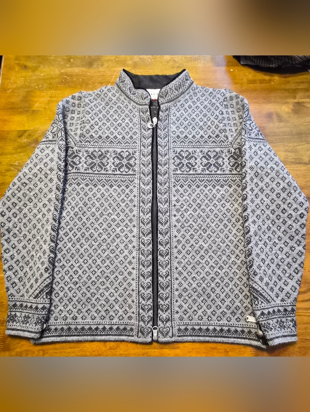 Dale Of Norway Full Zip Sweater, 100% Wool, Women's M, Grey/Black, Exc. Cond.!